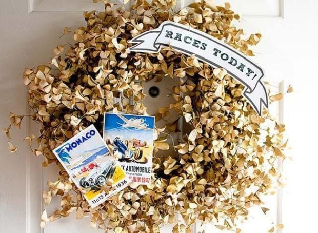 Boys Vintage Racing Themed Party Welcome Wreath