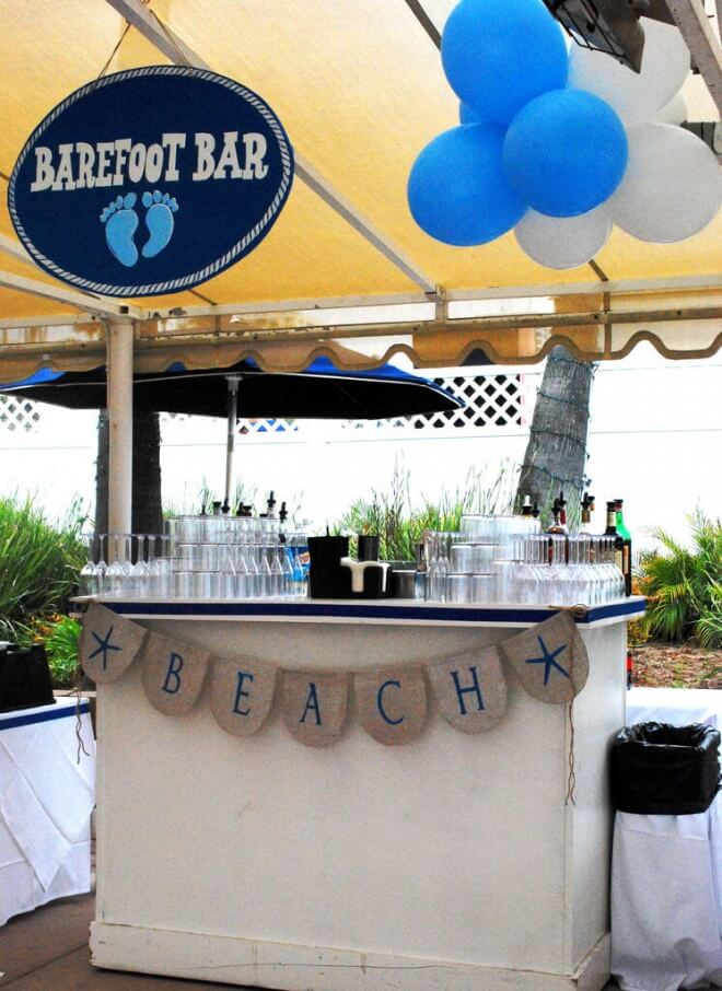 Boys Beach Themed Birthday Party Drink Station