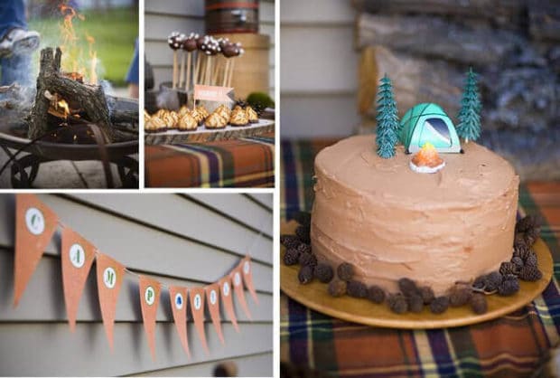 Boys Outdoor camping Birthday Party Cake Ideas