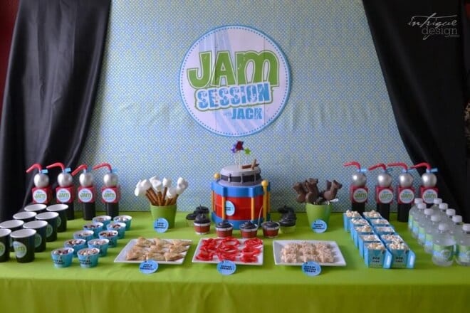 Boys Music Themed Birthday Party Jam Dessert Table Ideas