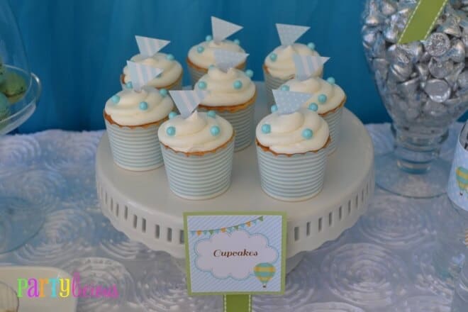 Hot Air Balloon Themed Baby Shower Party Cupcake ideas