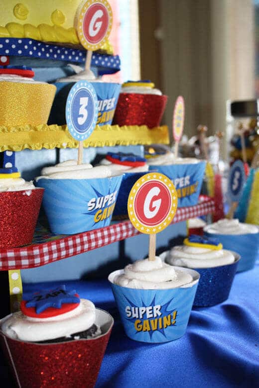 Superhero Birthday Party Cupcake Tower