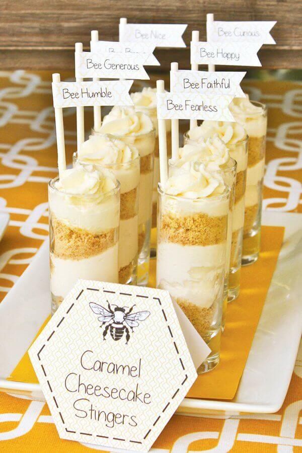 Boys Bumble Bee Birthday Party Food Caramel Chocolate shooters