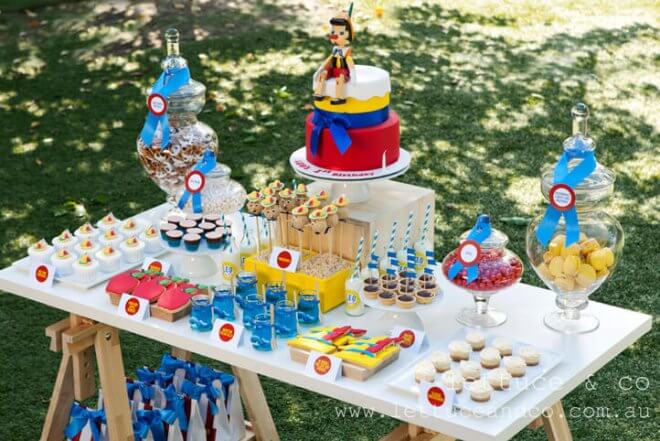 Pinnochio Themed Birthday Party Dessert Table