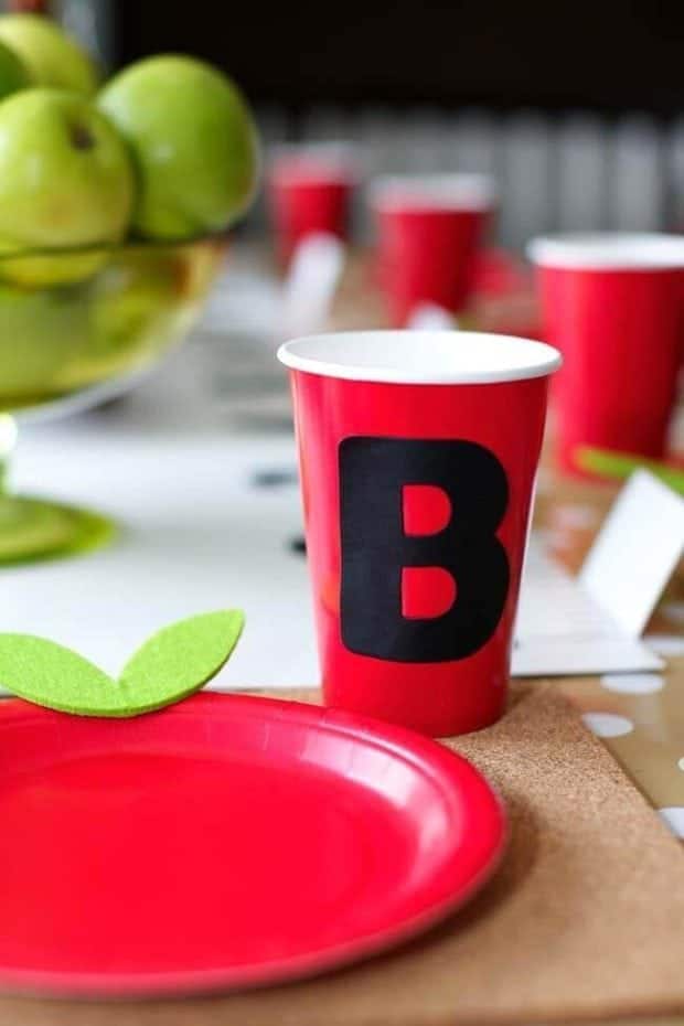 Back to school party drink cups