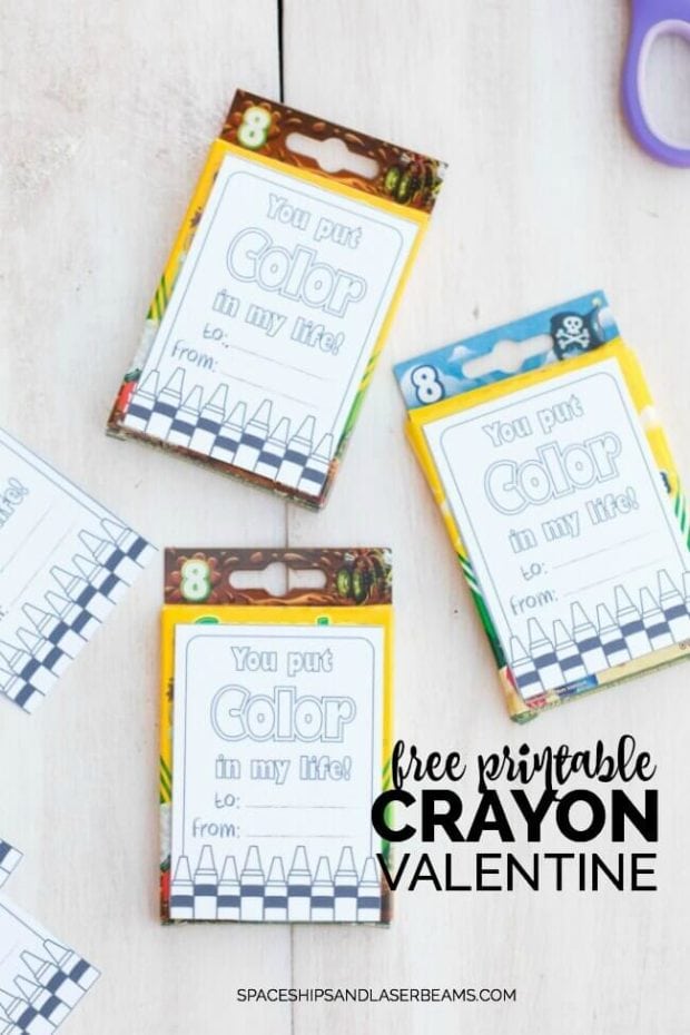 Free Printable Crayon Valentine - Candy Free Alternative for Valentines Day