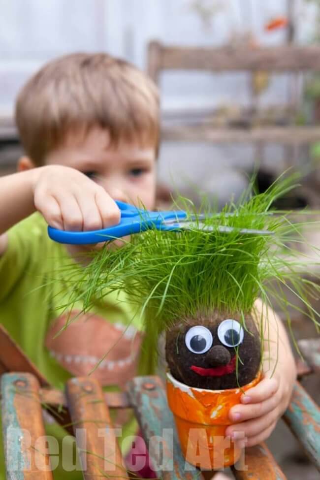 Grass Head Spring Craft for Kids