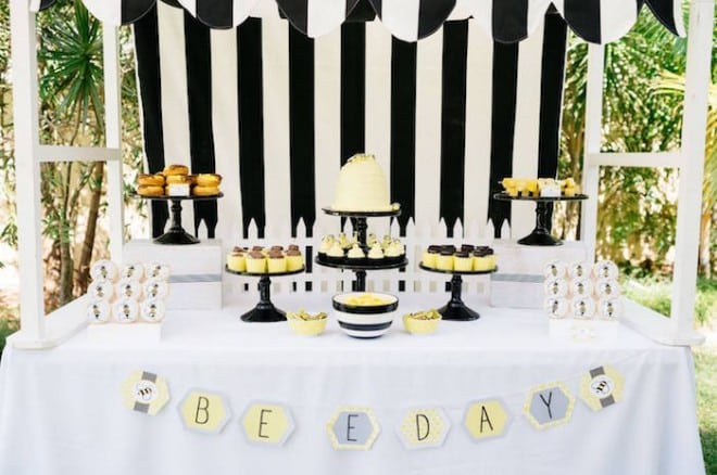 Boys Bumble Bee Birthday Party Dessert Table Ideas