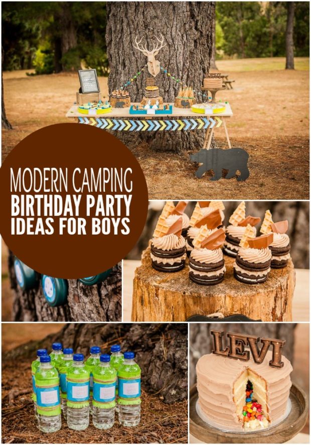Boy’s Modern Camping Birthday Party | Spaceships and Laser Beams