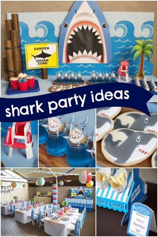 Boy s Shark Themed Beach Bash Birthday Party | Spaceships and Laser Beams