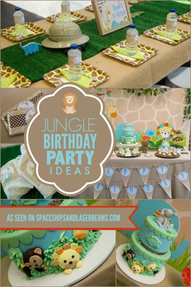 A Little Boy's First Jungle Safari Birthday Party | Spaceships and