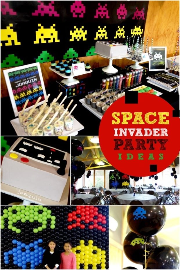 A Boy s Space Invader Video Game Party | Spaceships and Laser Beams