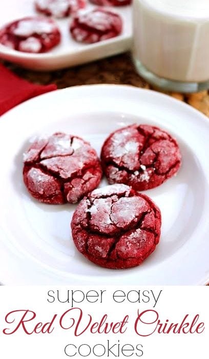 Super Easy Red Velvet Crinkle Cookies