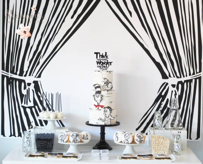 Boys Cat in the Hat Birthday Party Table Idea