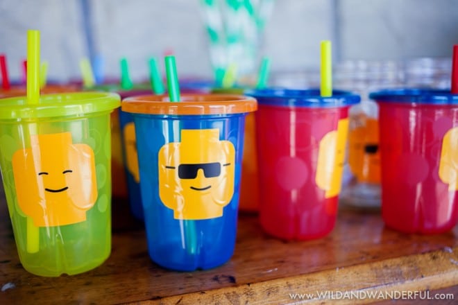 Boys Lego Themed Birthday Party Drink Cup Ideas