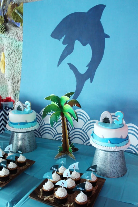Boys Shark Themed Birthday Party Centerpiece
