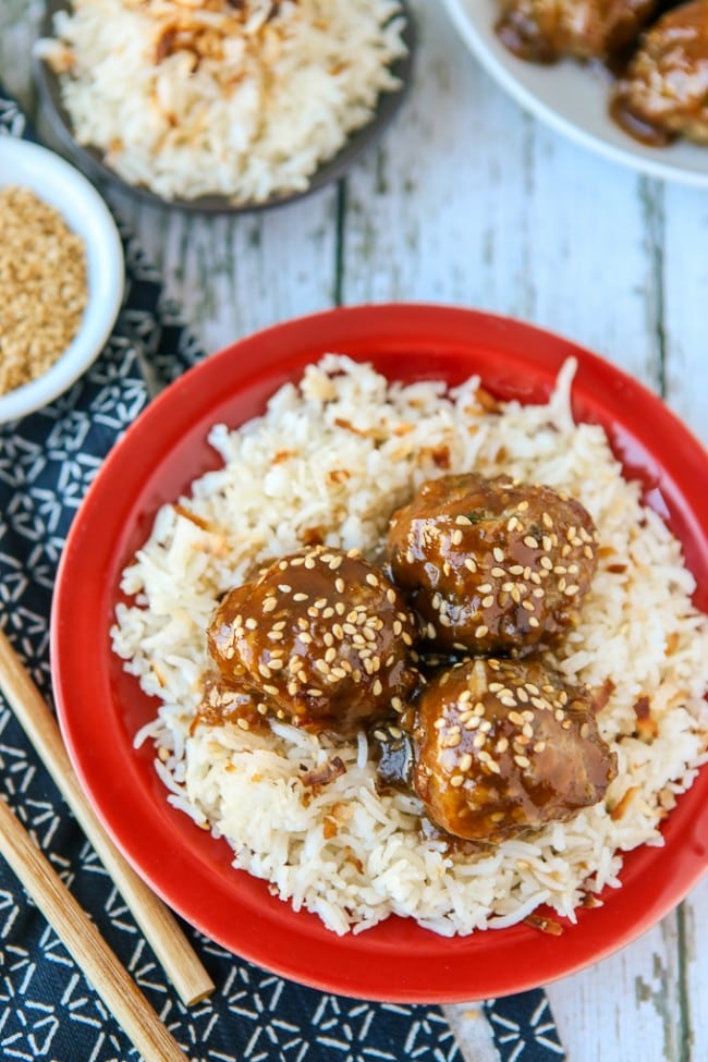 Easy Ground Turkey Meatballs with Teriyaki Sauce