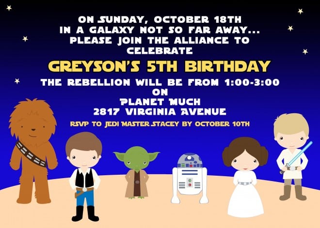 Boys Star Wars Themed Birthday Party Invitation Ideas