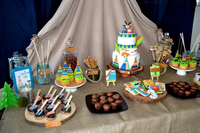 Boys Woodland Camping Themed Party Table
