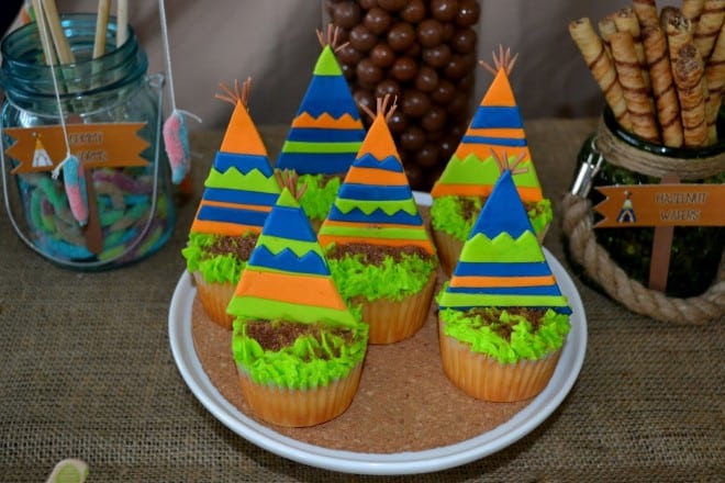 Boys Woodland Themed Camping Cupcake Party Food