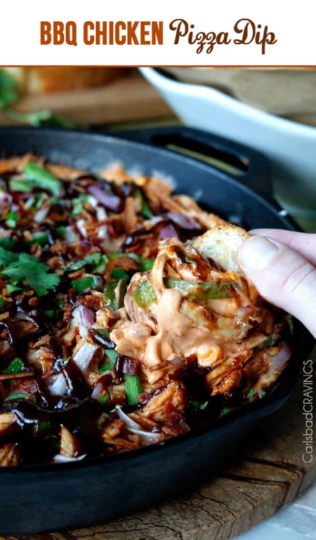 What could be better than this BBQ Chicken Pizza Dip?