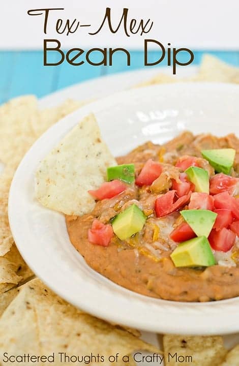 What could be better than this Tex-Mex bean dip for a tasty snack at your next gathering.