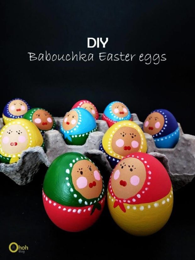 DIY Babouchka doll Easter eggs using nail polish