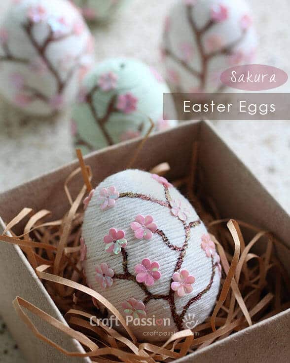 Sakura wrapped Easter eggs are beautiful.