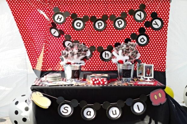 Mickey Mouse Birthday Cake and Dessert Table