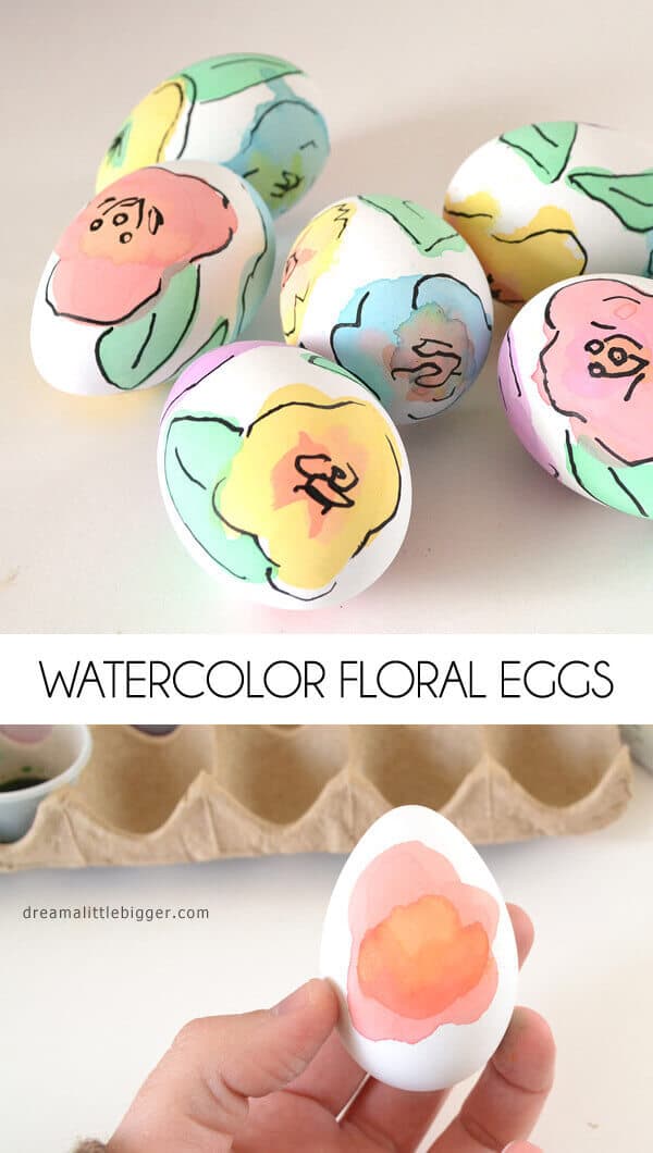 Classy, beautiful floral watercolor Easter egg decorations.