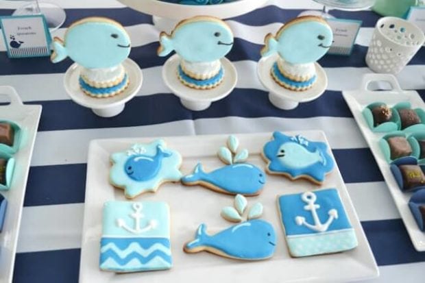 Boys Whale Baby Shower Party Food Cookie Ideas