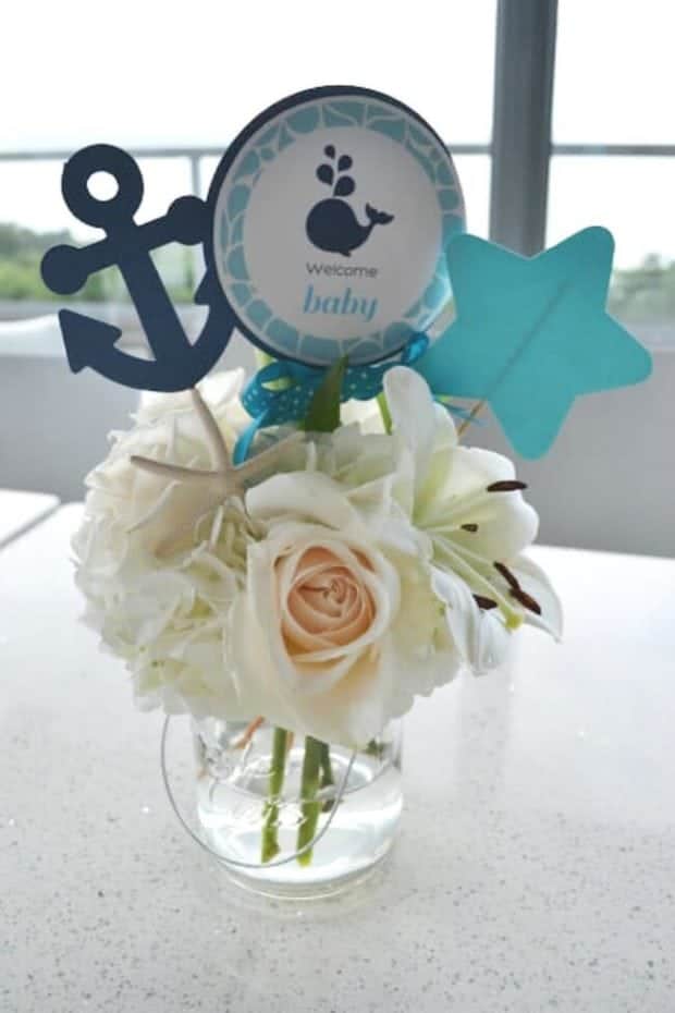 Boys Whale Baby Shower Table Centerpieces