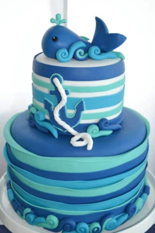 Boys Whale Themed Baby Shower Party Cake Ideas