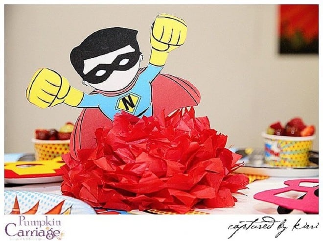 Boys superhero birthday party centerpiece ideas