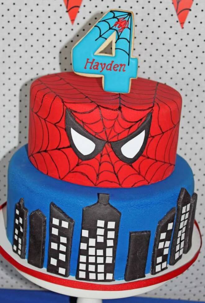 This tiered Spiderman cake is fun and delicious