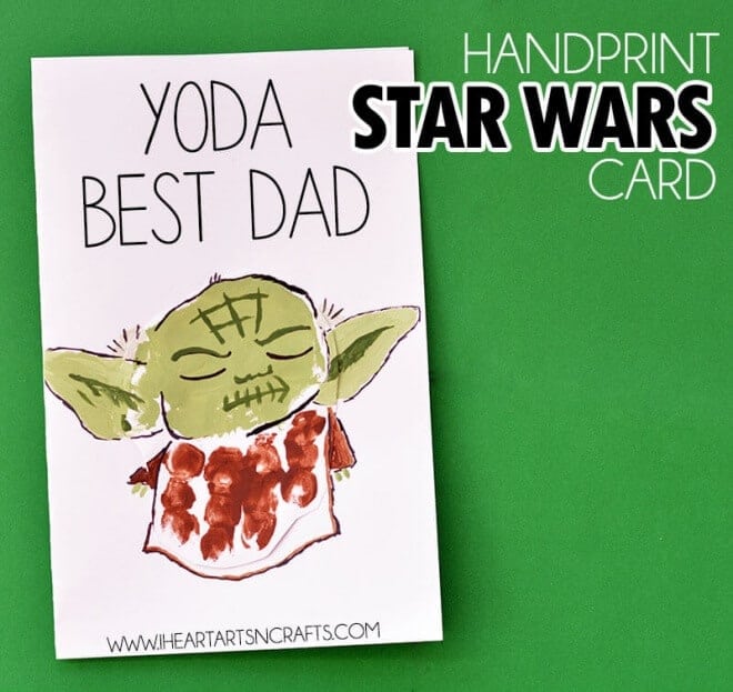 Does Dad love Star Wars? Make this handprint yoda Father's Day card!