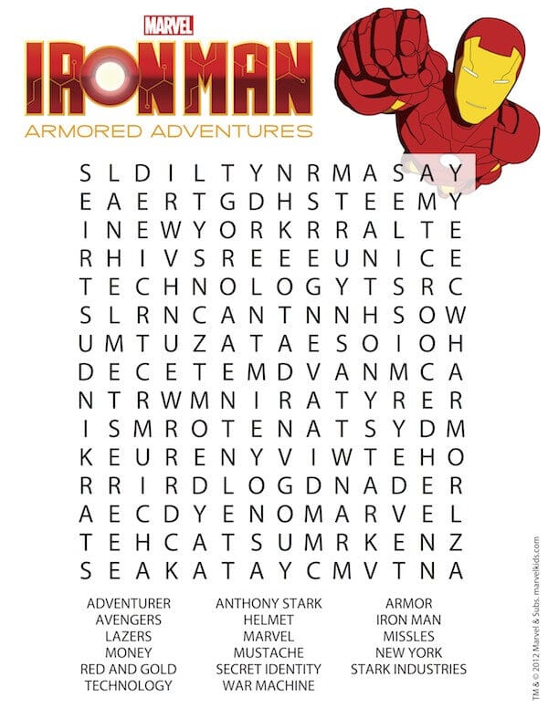 Iron Man Word Search