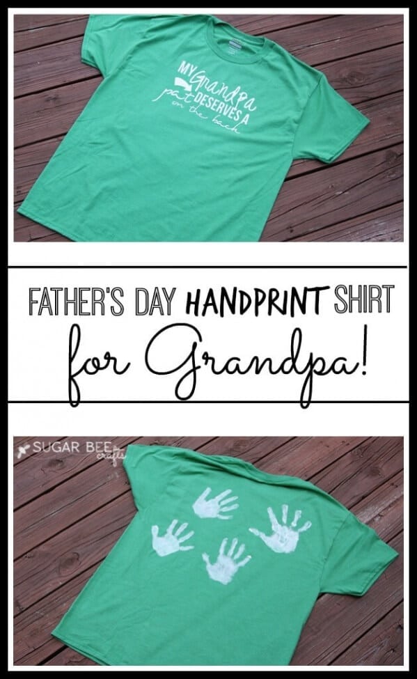 Grandpa also needs love on Father's Day! Show him you care with this handprint shirt.