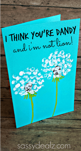 Let your kids use fingerprints to make these cute Dandelion Father's Day cards