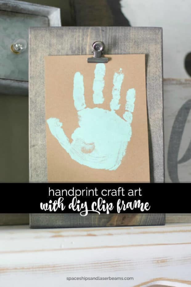 This simple craft art handprint with DIY Clip Frame is something Dad could keep on his desk.