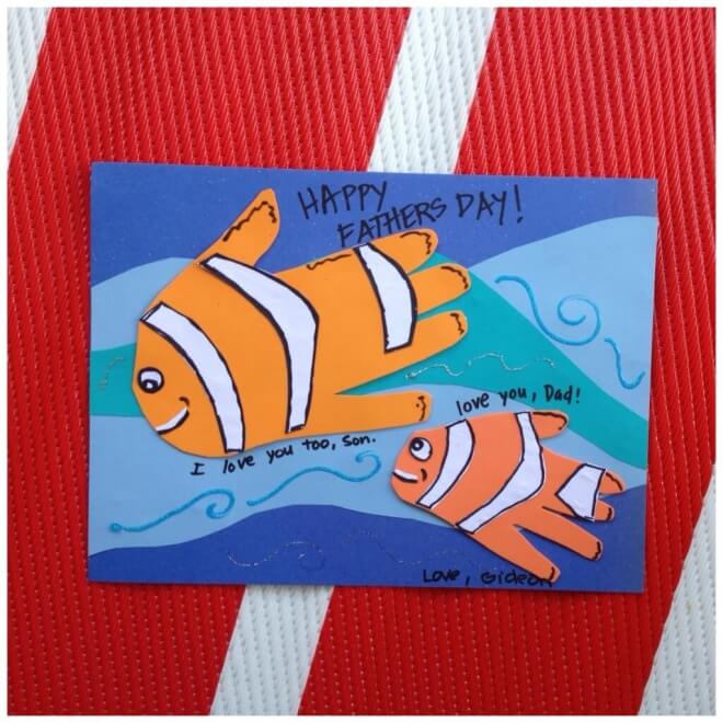 Does your child love their dad like Nemo loves his? Make this fishy father-child Father's Day card.