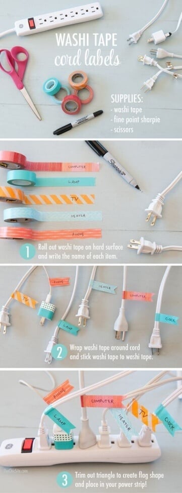 Washi Tape Cord Labels