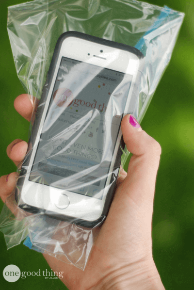 Use a ziplock bag to keep your cellphone dry and sand-free this summer.