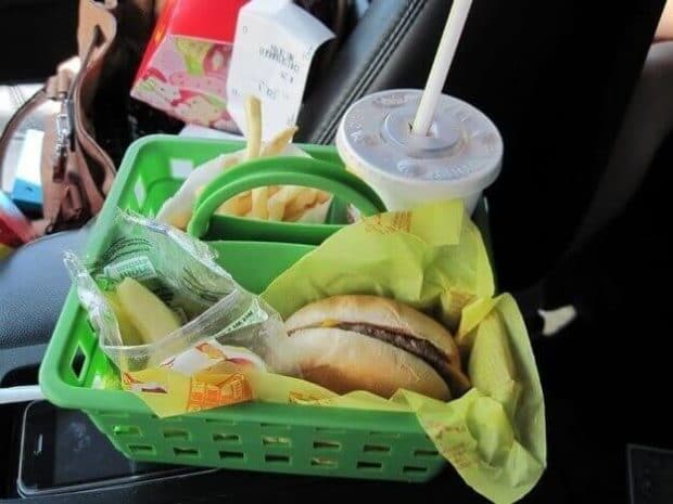 Use a shower caddy as a meal or snack holder for kids. No more messes in the car!