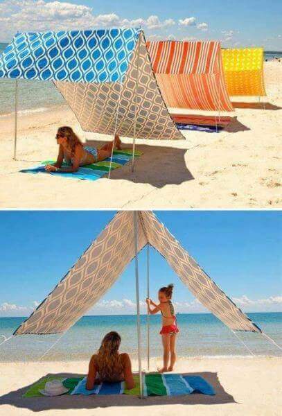 This flexible Homemade Sunshade is the ultimate summer beach hack. It's easy to carry and adjustable!