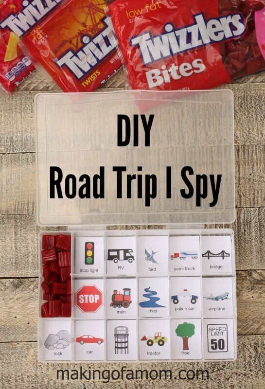 Make this DIY Road Trip I Spy game to keep kids entertained -- plus, snacks!