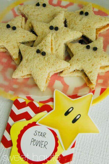 These Super Mario Bros Star Power Sandwiches are delightful and perfect for Mario and Luigi's party.