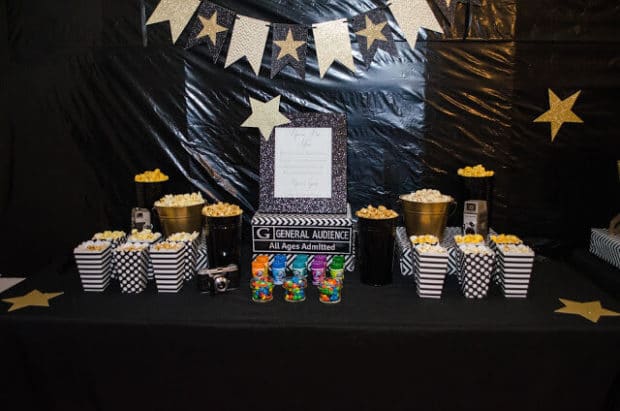 Boys Hollywood Themed Birthday Popcorn Snack Idea
