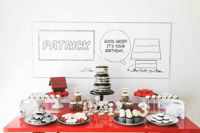 Peanuts Inspired Birthday Party Dessert Table
