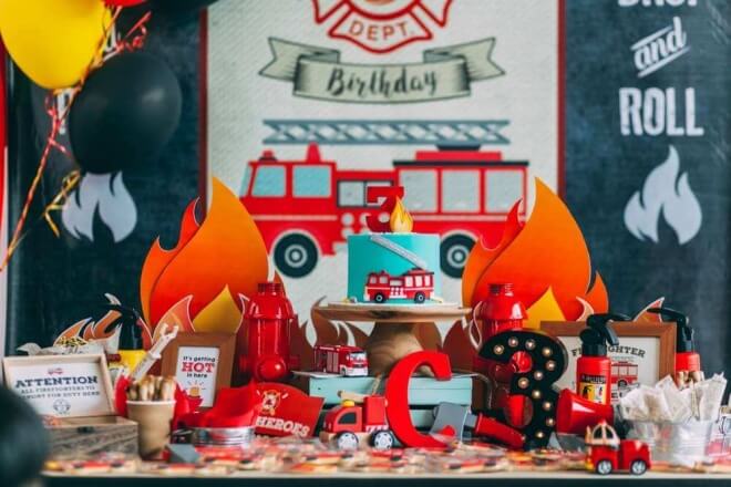 Boy's Fireman Theme Birthday Party